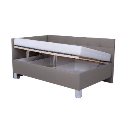 Cama tapizada con espacio de almacenamiento sin colchón MARIA PETITE 120x200 cm taupe