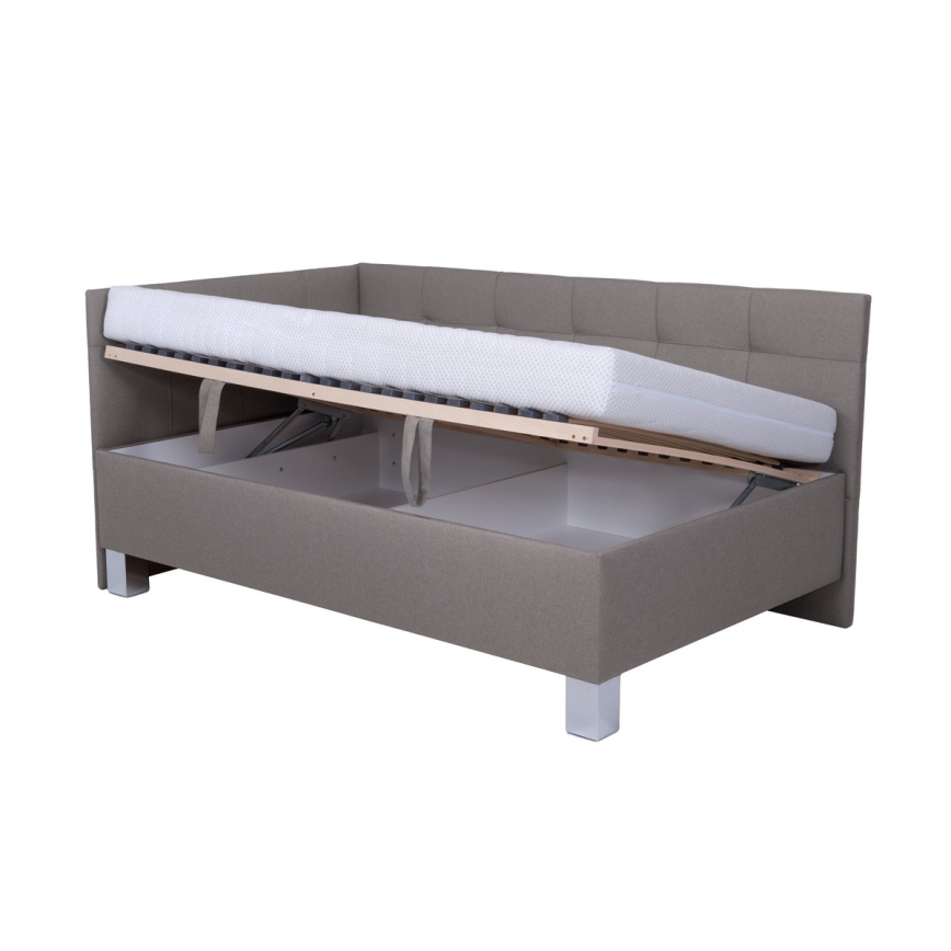 Cama tapizada con espacio de almacenamiento sin colchón MARIA PETITE 120x200 cm taupe