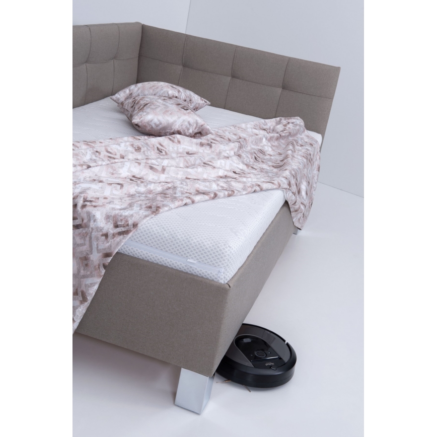 Cama tapizada con espacio de almacenamiento sin colchón MARIA PETITE 120x200 cm taupe