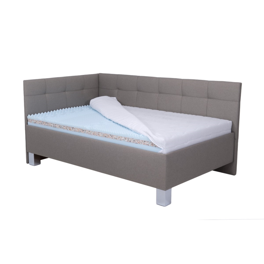 Cama tapizada con espacio de almacenamiento sin colchón MARIA PETITE 120x200 cm taupe
