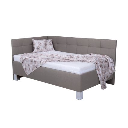 Cama tapizada con espacio de almacenamiento sin colchón MARIA PETITE 120x200 cm taupe