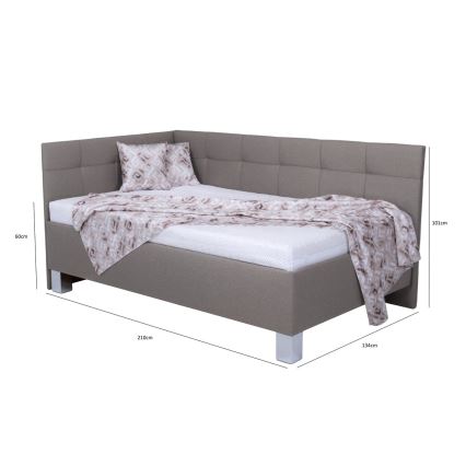 Cama tapizada con espacio de almacenamiento sin colchón MARIA PETITE 120x200 cm taupe