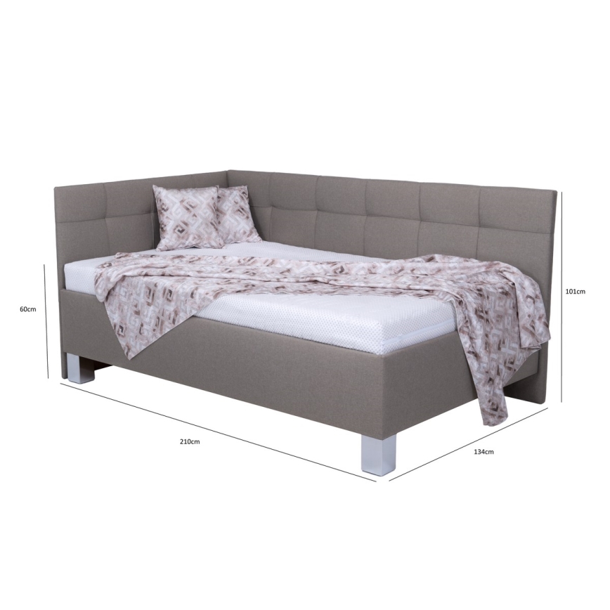 Cama tapizada con espacio de almacenamiento sin colchón MARIA PETITE 120x200 cm taupe