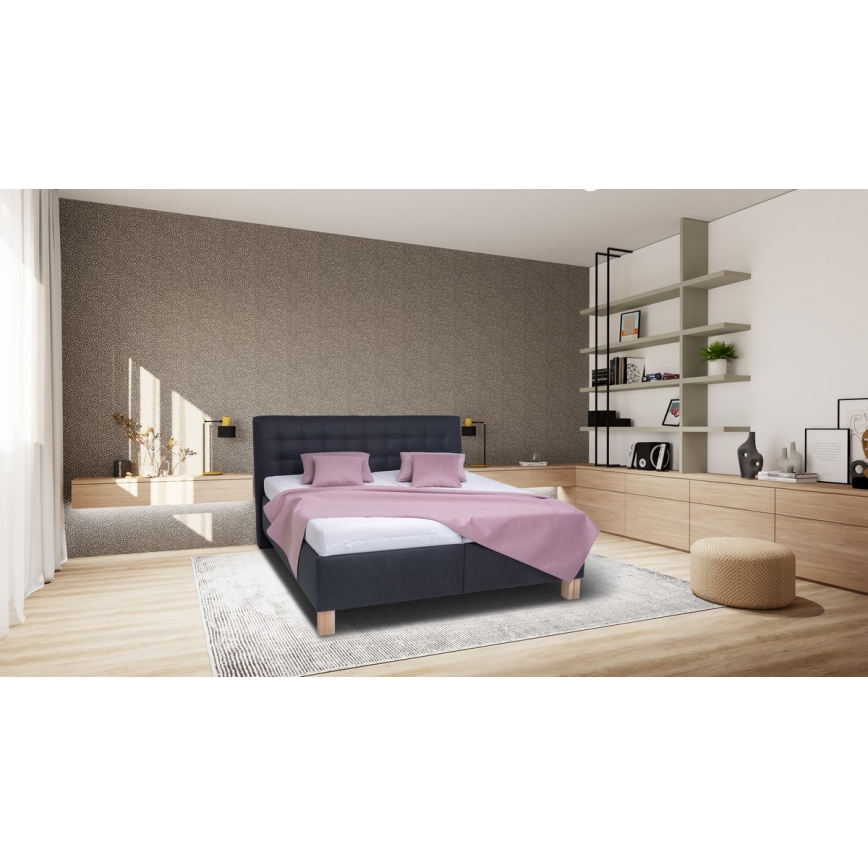 Cama tapizada con espacio de almacenamiento sin colchón VIOLET 180x200 cm antracita