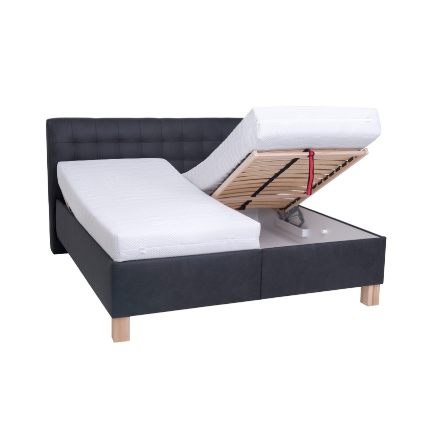 Cama tapizada con espacio de almacenamiento sin colchón VIOLET 180x200 cm antracita