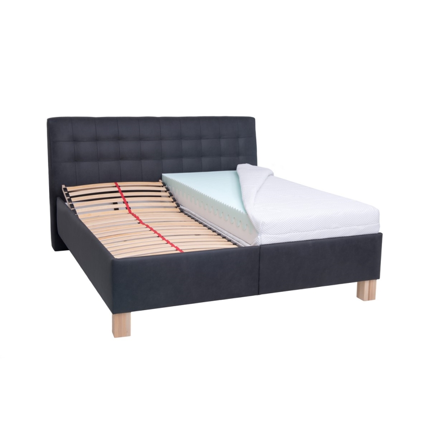 Cama tapizada con espacio de almacenamiento sin colchón VIOLET 180x200 cm antracita