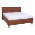 Cama tapizada con espacio de almacenamiento sin colchón VIOLET 180x200 cm coñac marrón