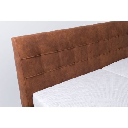 Cama tapizada con espacio de almacenamiento sin colchón VIOLET 180x200 cm coñac marrón