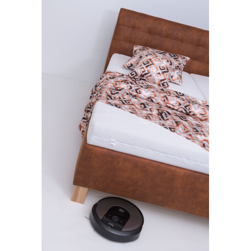 Cama tapizada con espacio de almacenamiento sin colchón VIOLET 180x200 cm coñac marrón