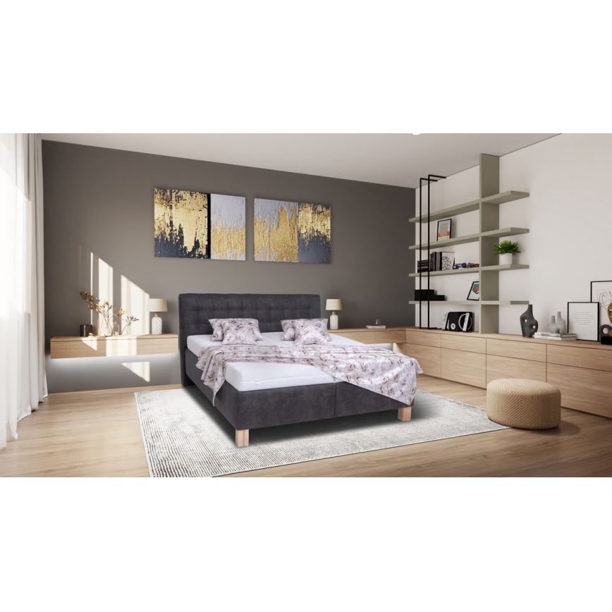 Cama tapizada con espacio de almacenamiento sin colchón VIOLET 180x200 cm gris oscuro
