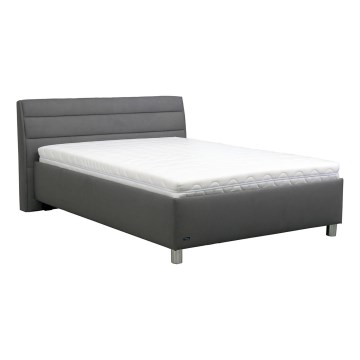 Cama tapizada con espacio de almacenamiento y colchón DALMA 140x200 cm gris/marrón