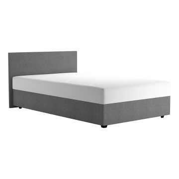 Cama tapizada con espacio de almacenamiento y colchón DARIA 120x200 cm gris