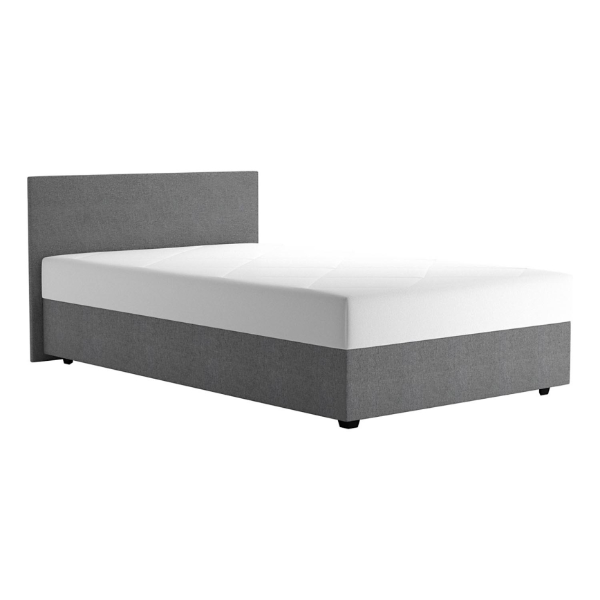 Cama tapizada con espacio de almacenamiento y colchón DARIA 120x200 cm gris
