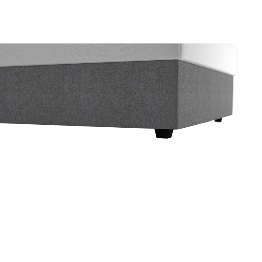 Cama tapizada con espacio de almacenamiento y colchón DARIA 120x200 cm gris