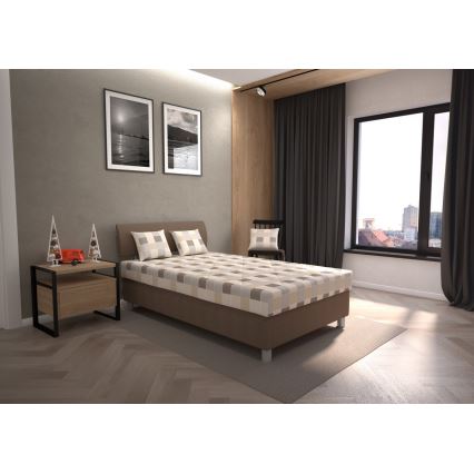 Cama tapizada con espacio de almacenamiento y colchón GEORGE 120x200 cm marrón