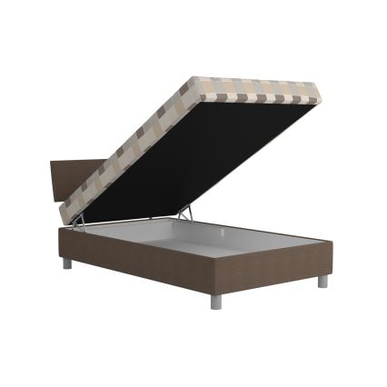Cama tapizada con espacio de almacenamiento y colchón GEORGE 120x200 cm marrón