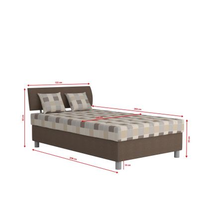 Cama tapizada con espacio de almacenamiento y colchón GEORGE 120x200 cm marrón