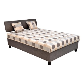 Cama tapizada con espacio de almacenamiento y colchón GEORGE 140x200 cm marrón