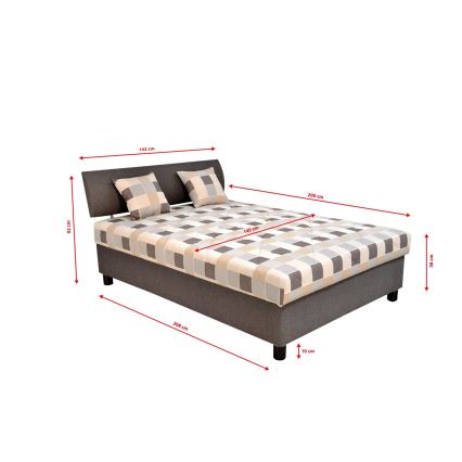 Cama tapizada con espacio de almacenamiento y colchón GEORGE 140x200 cm marrón