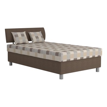 Cama tapizada con espacio de almacenamiento y colchón GEORGE 90x200 cm marrón