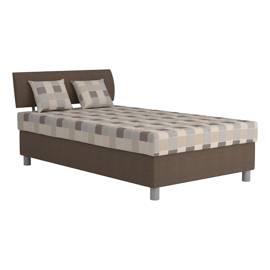 Cama tapizada con espacio de almacenamiento y colchón GEORGE 90x200 cm marrón