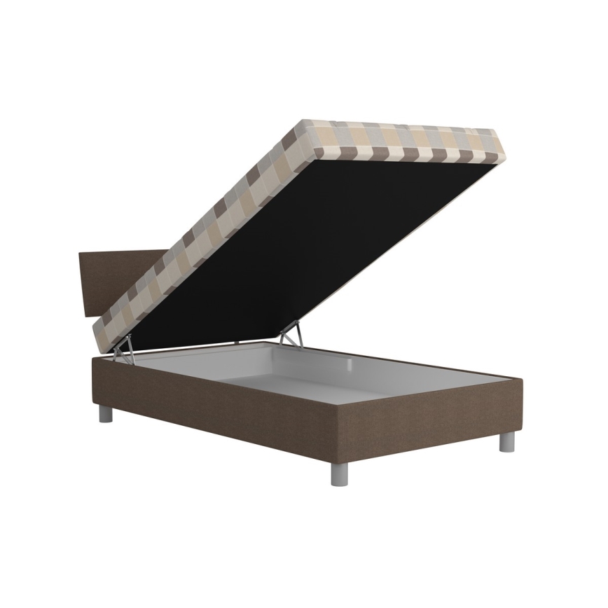Cama tapizada con espacio de almacenamiento y colchón GEORGE 90x200 cm marrón