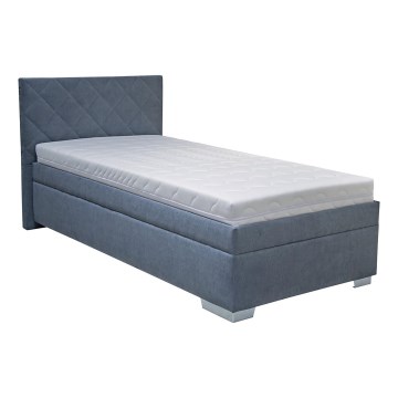 Cama tapizada con espacio de almacenamiento y colchón LANA 90x200 cm azul