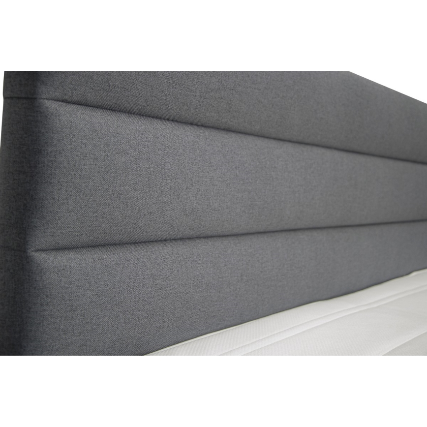 Cama tapizada con un espacio de almacenamiento y colchón con un topper NEW BOLERO 160x200 cm gris