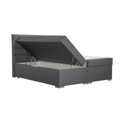 Cama tapizada con un espacio de almacenamiento y colchón con topper NEW BOLERO 180x200 cm gris
