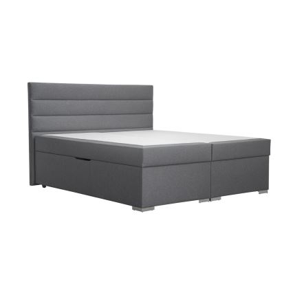 Cama tapizada con un espacio de almacenamiento y colchón con topper NEW BOLERO 180x200 cm gris