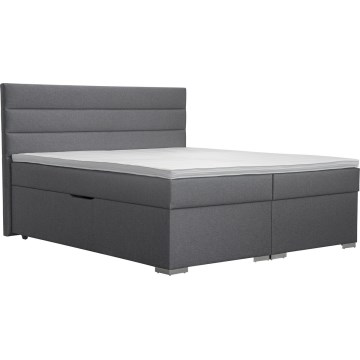 Cama tapizada con un espacio de almacenamiento y colchón con un topper NEW BOLERO 160x200 cm gris