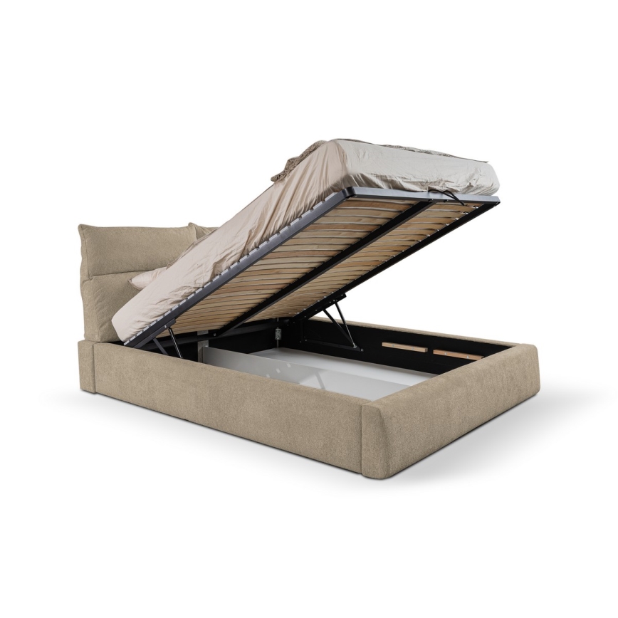 Cama tapizada sin colchón BASIL 160x200 cm beige