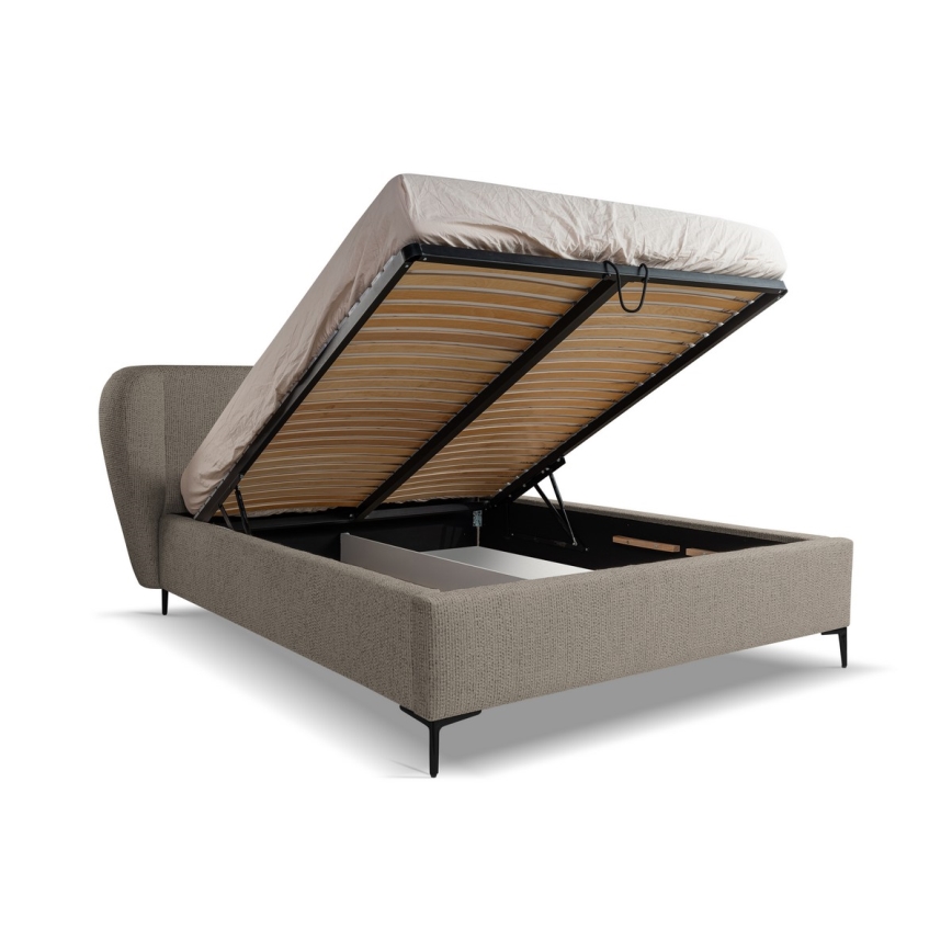 Cama tapizada sin colchón DALIA 160x200 cm gris