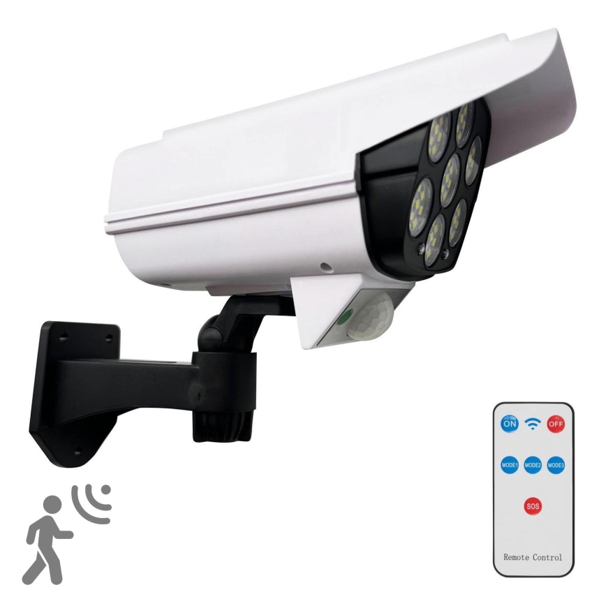 Cámara de seguridad falsa solar LED con sensor KAMERA LED/1W/3,7V 1200 mAh IP44 + mando a distancia