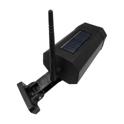 LED Cámara de seguridad solar ficticia con sensor LED/3,7V 1200 mAh IP44 negro + control remoto