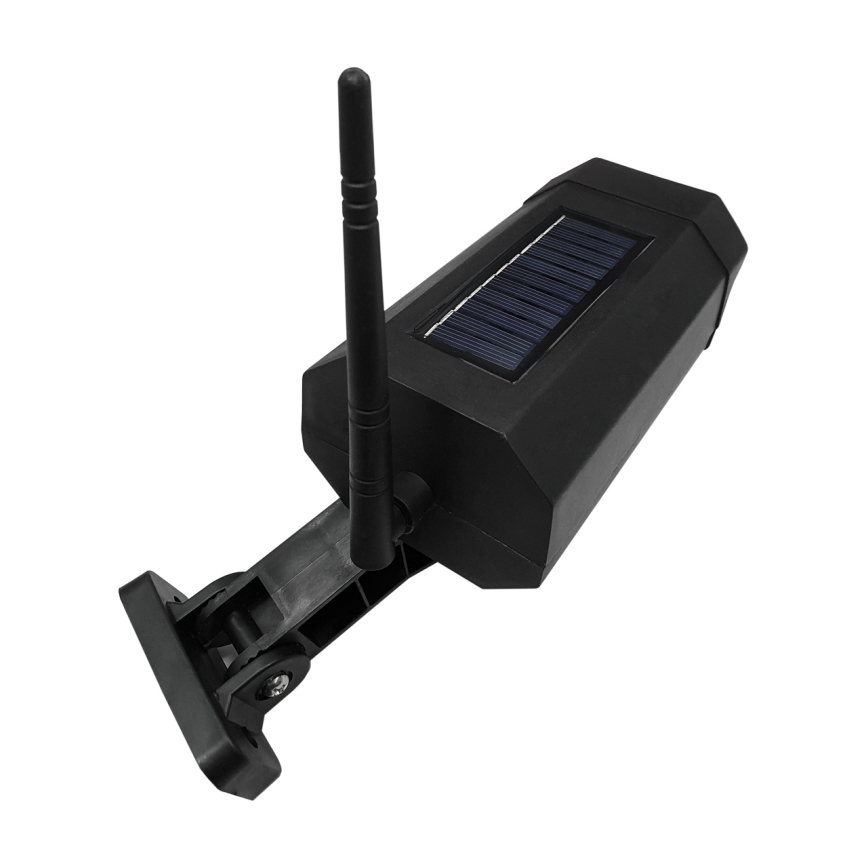 LED Cámara de seguridad solar ficticia con sensor LED/3,7V 1200 mAh IP44 negro + control remoto