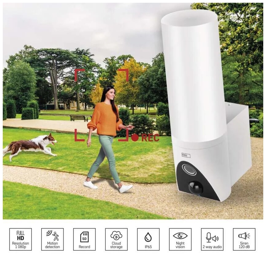 Cámara LED inteligente para exteriores con luz GoSmart LED/12W/230V IP65 Wi-Fi Tuya blanco