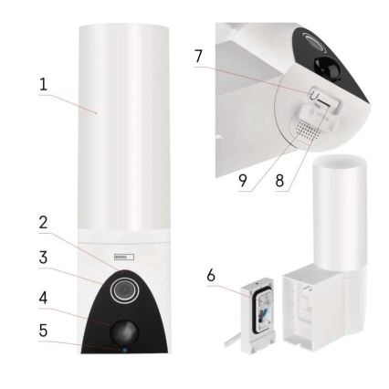 Cámara LED inteligente para exteriores con luz GoSmart LED/12W/230V IP65 Wi-Fi Tuya blanco