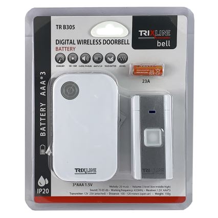 Campana inalámbrica BELL 1x23A + 3xAAA blanco