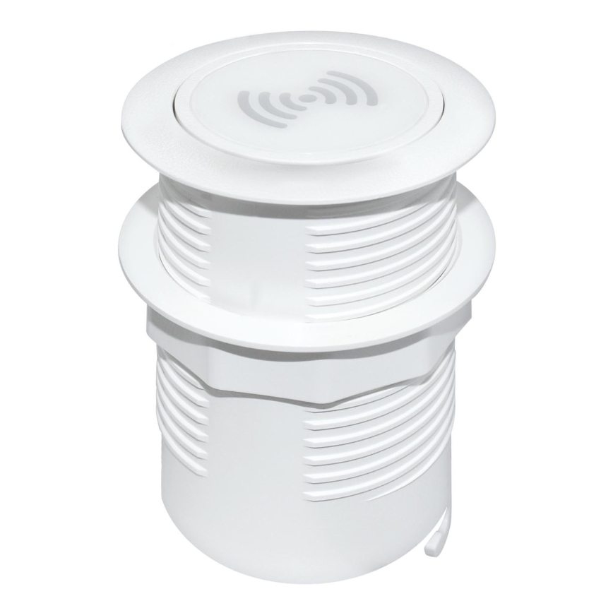 Cargador inalámbrico empotrable + USB A+C blanco