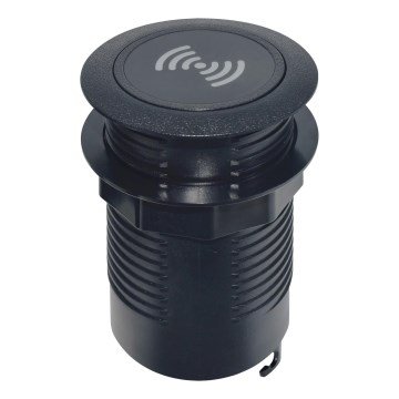 Cargador inalámbrico empotrable + USB A+C negro