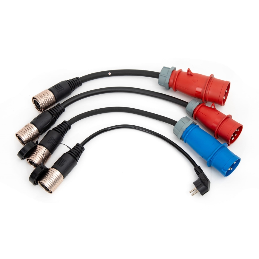 Cargador portátil para coches eléctricos con 4 adaptadores Tipo 2 32A/480V 22kW 5m IP67