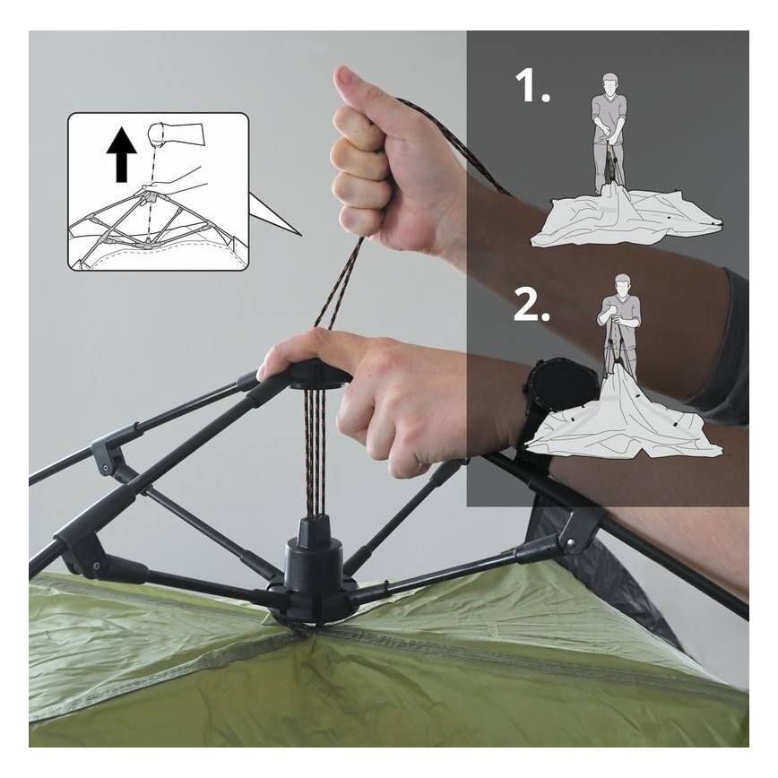Carpa plegable rápida para 3-4 personas PU 3000 mm verde