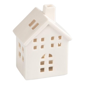 Casa de velas de porcelana 10 cm blanco