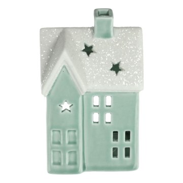 Casa de velas de porcelana 11,1 cm menta