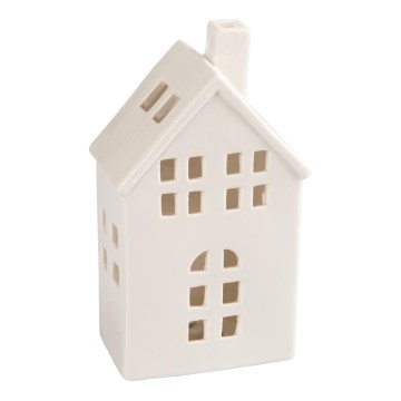 Casa de velas de porcelana 19,4 cm blanco