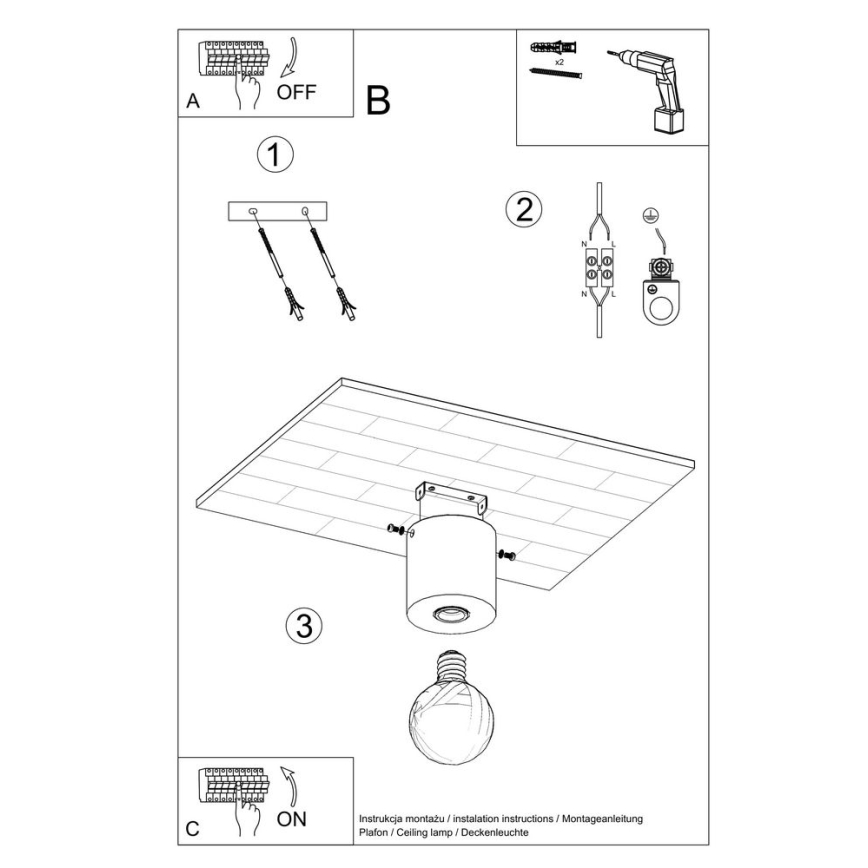 Ceiling Lámpara SALGADO 1×E27/60W/230V Wood