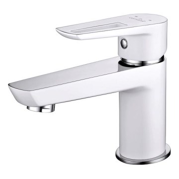 Cersanit S951-047 - Grifo de lavabo MILLE 13,4 cm blanco + desagüe