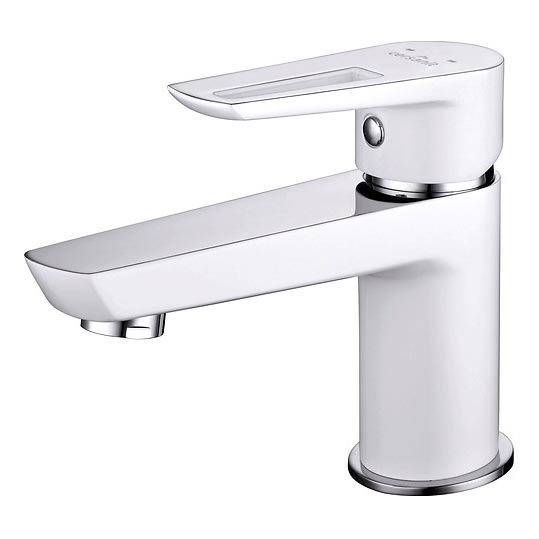 Cersanit S951-047 - Grifo de lavabo MILLE 13,4 cm blanco + desagüe