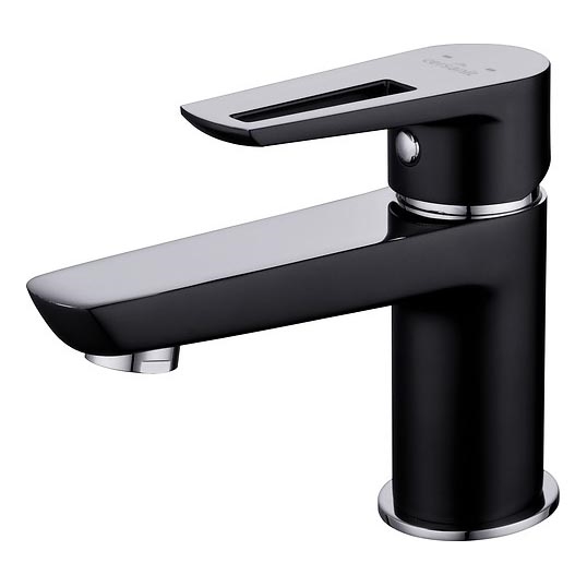 Cersanit S951-048 - Grifo de lavabo MILLE 13,4 cm negro + desagüe